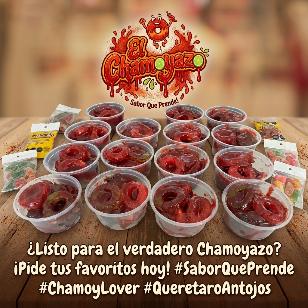 Contenedores y bolsas de gomitas enchiladas El Chamoyazo